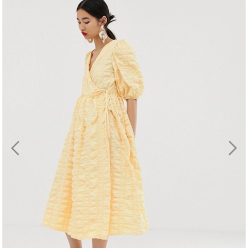 ASOS WHITE wrap textured smock dress